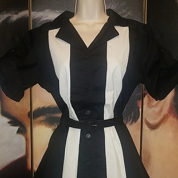 Tatyana Retro 1950's Bettie Page Embroidered Logo Bowling Dress w White Panels - Picture 4 of 8